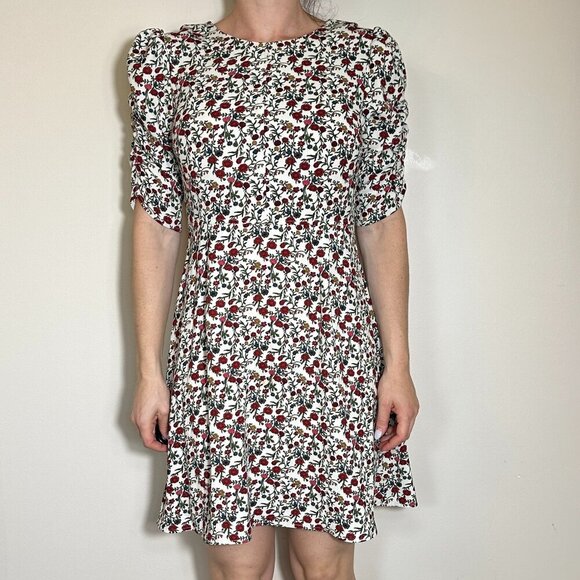 A Loves A Floral Rose Dress with Puffy Sleeves Size Medium - Picture 1 of 5